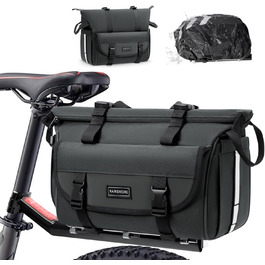 Велосумка RAINSMORE 3-в-1 для багажника 18L, розширювана, водонепроникна, з відбивачами, регульована, сіра