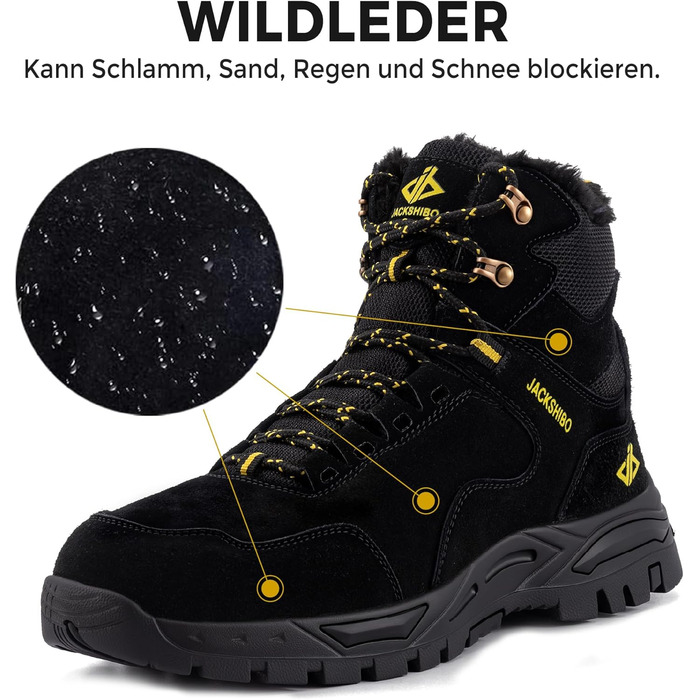 Чоботи зимові чоловічі/жіночі JackShibo, теплі, водонепроникні, антиковзаючі, для активного відпочинку (39 EU, чорний)