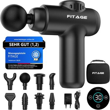 Масажер-пістолет, тихий масажер з 30 рівнями швидкості, 8 насадок для глибокого масажу м'язів, для шиї, спини та всього тіла, міні масажер