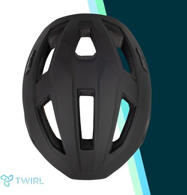 Велосипедний шолом TWIRL City ONE чорний, з LED-підсвічуванням, сучасний дизайн, регульований розмір L (57-60 см), вентиляція, ударостійкий, легкий, якісний пластик