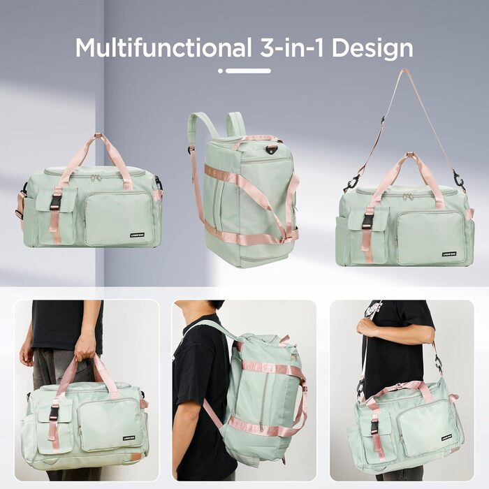 Спортивна сумка Cozary 42L: водонепроникна, з відділенням для взуття та мокрих речей, ідеальна для тренувань, подорожей та бізнесу (зелена)