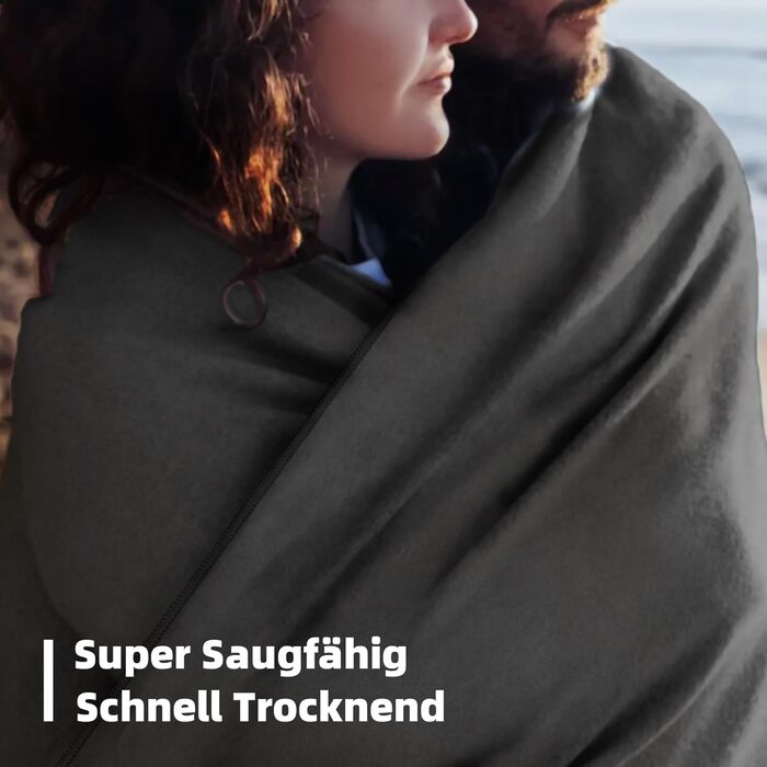 Набір рушників Damoguin 3 шт. з мікрофібри (великий 180x80 см, 2 шт. малі 80x40 см) – швидковисихаючі спортивні рушники для фітнесу, пляжу, басейну та подорожей (темно-сірий)