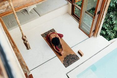 Йога-мат Yoga Design Lab з корку, екологічний, для хот-йоги, бікрам, аштанга, преміум якість, з ременем для перенесення