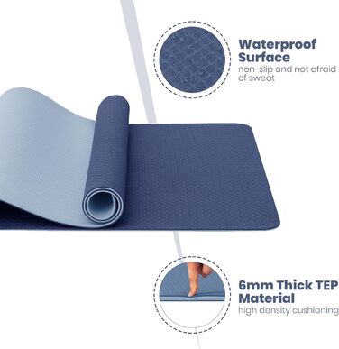 Килимок для йоги Narwhal XXL TPE, 190x80x0.6 см, антиковзаючий, зелено-чорний