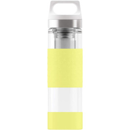 Термос-пляшка SIGG Hot & Cold Glass 0.4 л, скляна термопляшка з силіконовим захистом Ultra Lemon, ізольована, без шкідливих речовин
