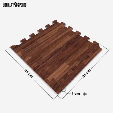 GORILLA SPORTS захисний килимок для підлоги EVA, 18 шт, 30x30 см, антиковзкий, пазловий, для тренажерів і фітнесу