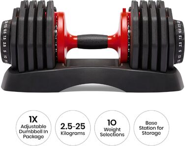 Регульована гантеля ISOGYM 2,5-25 кг, швидке перемикання ваги, безпечний механізм, для бодібілдингу та фітнесу вдома