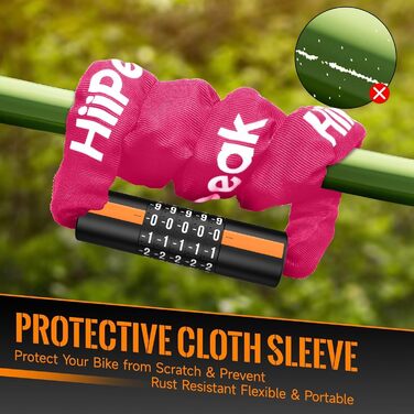 Захист від крадіжки велосипеда HiiPeak: надійне кільце-замок з кодовим замком, 94 см, 7 мм, рожевий