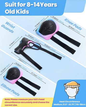 Набір захисту Kinderhelm 7-in-1: шолом, наколінники, налокітники, захист зап'ястя. Рожевий, фіолетовий, зелений