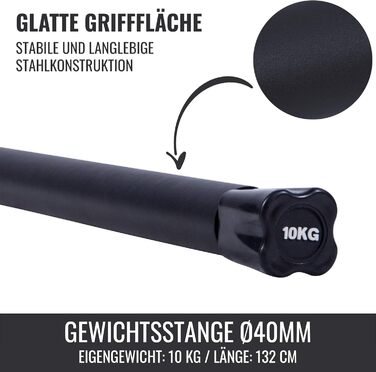 GORILLA SPORTS® Гантельна штанга гумова 1-10 кг, сталева, нековзка, для аеробіки та силових тренувань