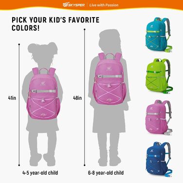 Дитячий рюкзак SKYSPER 15L: зручний туристичний рюкзак для хлопчиків та дівчаток, Outdoor, фіолетовий