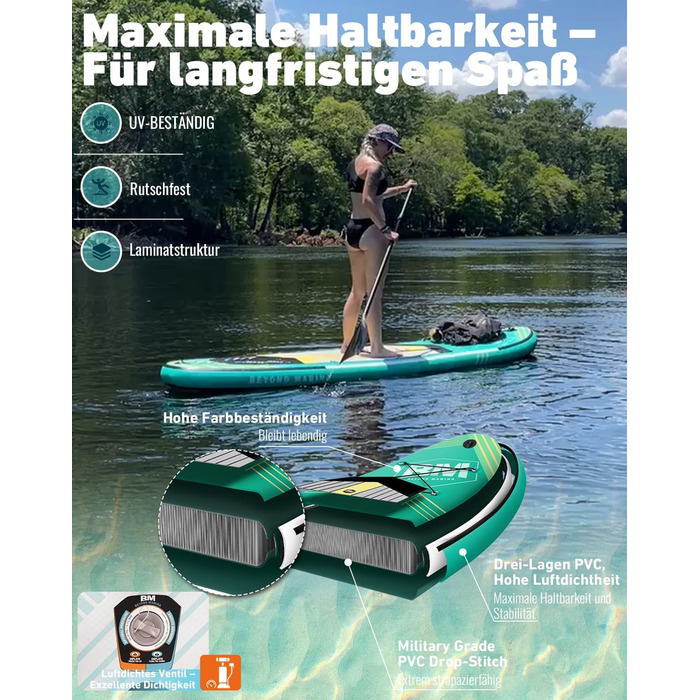 Надувна SUP-дошка BEYOND MARINA 320x81x15 см з веслом, сидінням, насосом і рюкзаком для водних видів спорту
