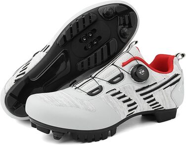 Чоловічі велотуфлі для шосе та MTB: дихаючі кросівки для велосипеда, сумісні з SPD педалями, розмір 43 EU, білі