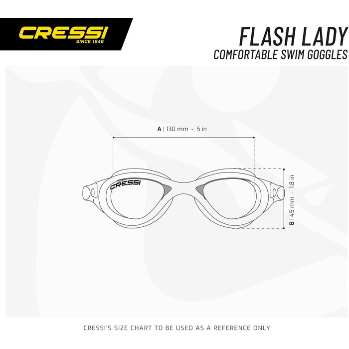 Універсальні плавальні окуляри Cressi Lady Flash, прозорі, лінзи прозорі, для басейну, для жінок та чоловіків
