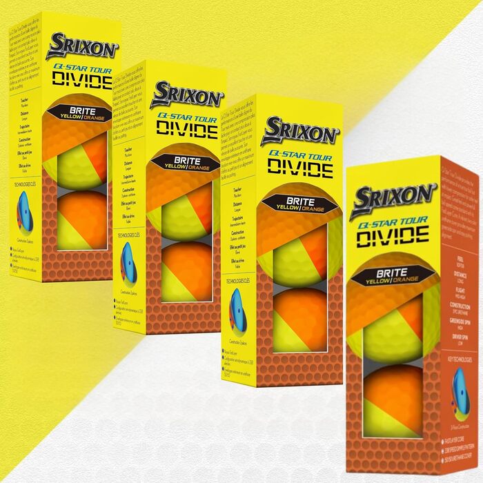 Гольф-м'ячі Srixon Q-Star Divide, 12 шт, тур якість, FastLayer-ядро, висока компресія, ідеальні для короткої гри