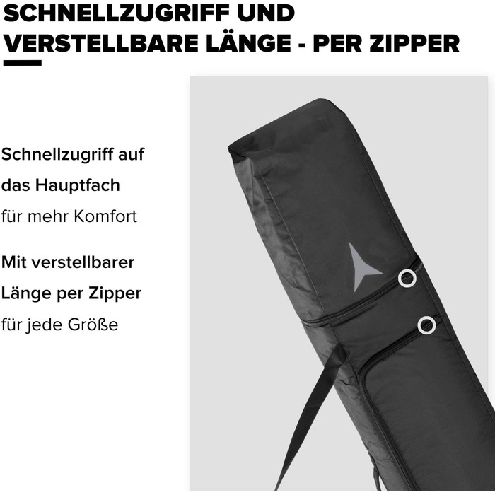 Чохол для двох пар лиж Atomic Double SKI Bag 175-205 см, водостійкий, з ременем, чорний/сірий