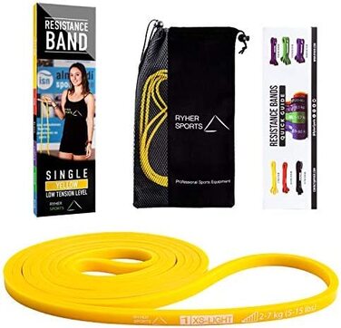 Гумовий еспандер для фітнесу Resistance Band (жовтий, легкий) - набір 1шт або 3шт для тренувань вдома та спорту