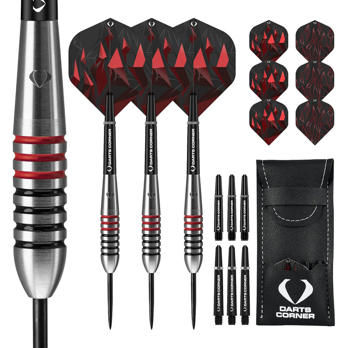 Набір дартсів Darts Corner Astrofire 21 г — 90% вольфрам, сталеві наконечники, 6 флайтів, 6 шафтів, кейс, картка, кільця