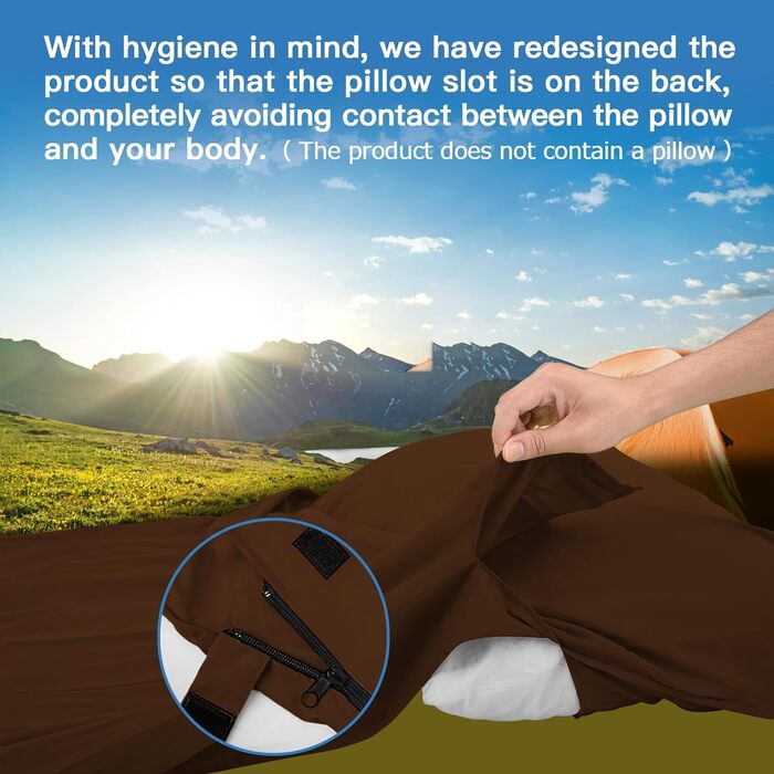 Легкий шовковий спальний мішок для подорожей 2в1, мікрофібра, компактний, для кемпінгу та подорожей, зелений (кофе)