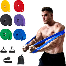 Набір еластичних стрічок KiwiPower – стрічки опору з 6 рівнями, дверний анкер, ручки та сумка – фітнес-стрічки для силових тренувань, підтягувань, йоги, пілатесу, кросфіту, фізіотерапії