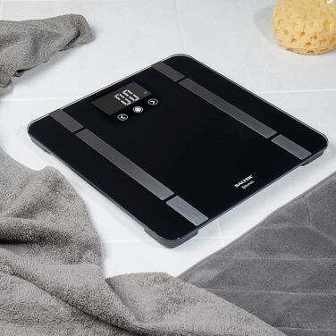 Bluetooth вага для ванної Salter SA00432FEU6, 200 кг, 8 користувачів, чорна, підключення до Salter Health App, контроль ваги та фітнесу