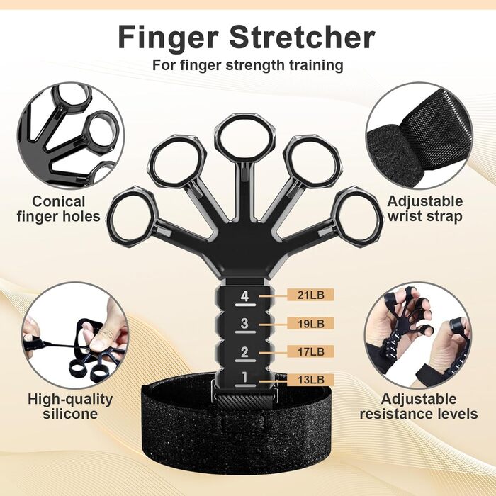 Набір для тренування рук Aurivee (6 шт.) - тренажер сили хвата, п'ятипальцевий тренажер, кільце для тренувань та м'яч для зняття стресу з сумкою