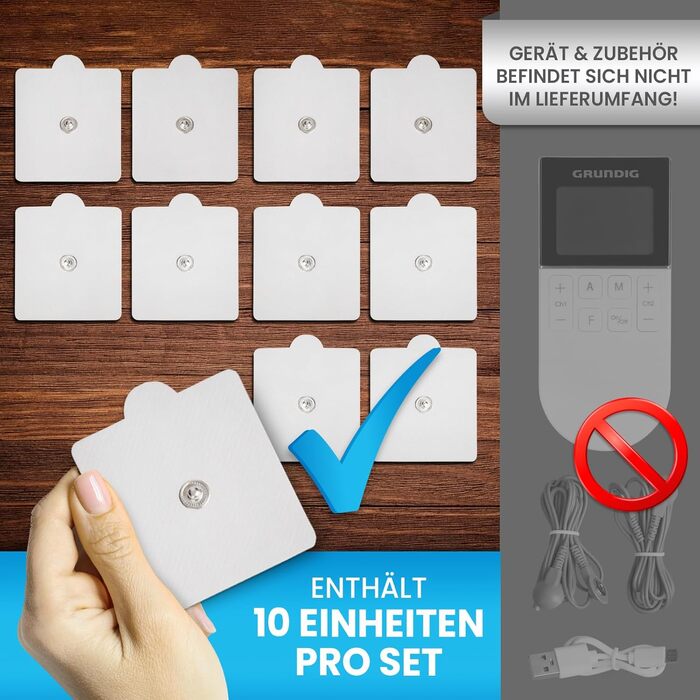 GRUNDIG TENS: Апарат для електростимуляції та знеболення - 50 програм, 16 рівнів інтенсивності, EMS для розслаблення м'язів, акумуляторний, медичний пристрій