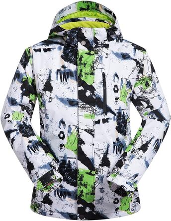 Комплект чоловічого гірськолижного костюма: куртка та штани, водонепроникний, вітронепроникний, з капюшоном, для сноубордингу та катання на лижах, білий/зелений, розмір M