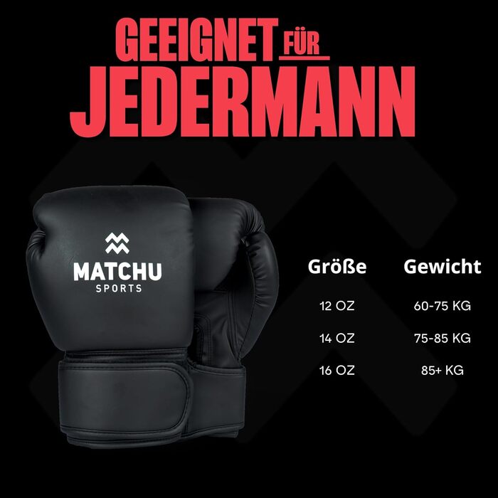 Боксерські рукавички MATCHU для кікбоксингу, MMA, Muay Thai, унісекс, 14 oz, чорні, штучна шкіра, на липучці, для всіх сезонів