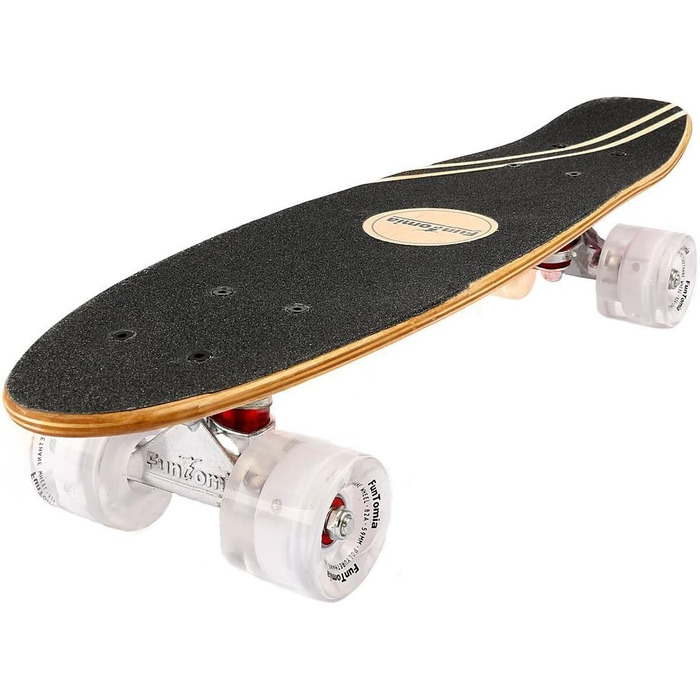 Скейтборд круїзер FunTomia Mini-Board 57см, канадський клен (7 шарів), ABEC-9 підшипники, рожевий з білими LED колесами
