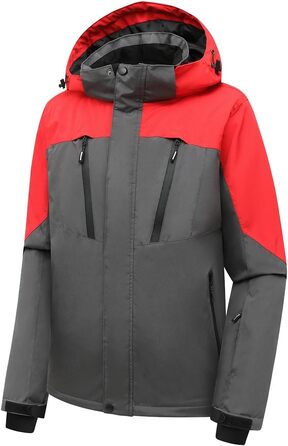 Чоловіча водонепроникна лижна куртка PHIBEE, зимова, тепла, від вітру, з капюшоном, червоно-сіра, XXL