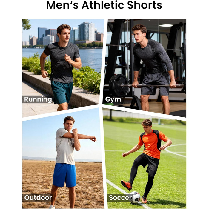 Шорти спортивні чоловічі BVNSOZ з кишенями та еластичним поясом, Quick Dry, для тренувань, 7 штук в упаковці
