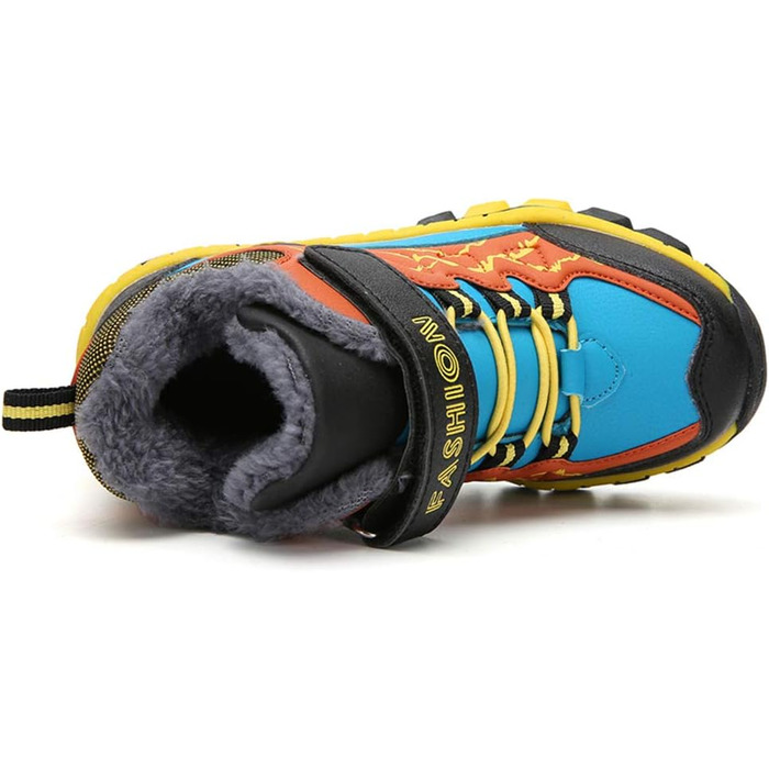 Зимові дитячі черевики для хлопчика: трекінгові, для хайкінгу, туристичні, водонепроникні, антиковзаючі, розмір 30-40 EU, зелені та помаранчеві