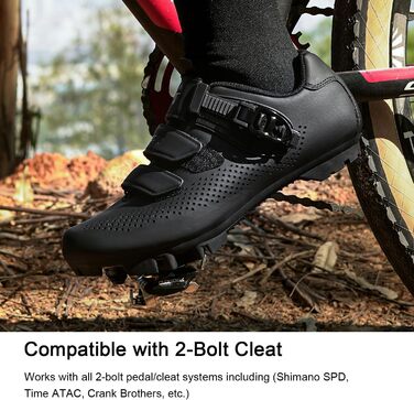 Чоловічі та жіночі велотуфлі для гірського велосипеда (MTB) з сумісними підошвами SPD, зелені (45 EU, чорні з 4 чорними клітами)