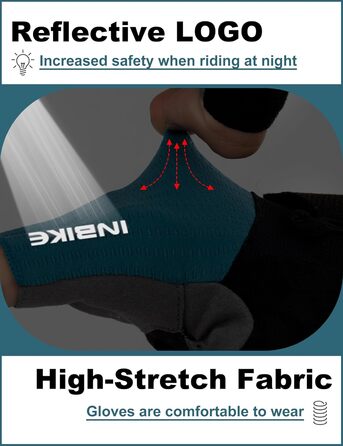 Велосипедні рукавички INBIKE для чоловіків, халявні, літні, ударостійкі, еластичні, дихаючі, світловідбиваючі, IHC215, синій, XL