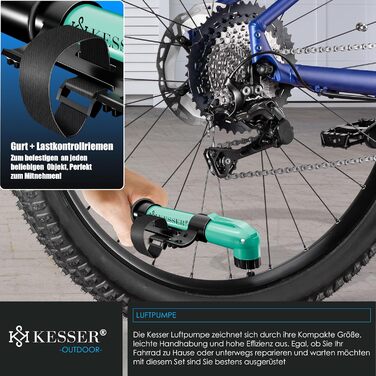 Підставка для велосипеда KESSER® для MTB, E-Bike, Citybike, шосе, з повітряним насосом. Підходить для шини до 65мм. (Антрацит, 2 шт.)