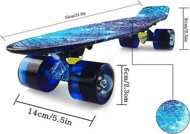 Скейтборд Mini Cruiser 22 дюйми з LED-колесами для дорослих та дітей - ідеальний подарунок