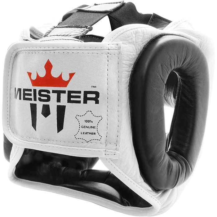 Чоловічий боксерський шолом Meister MMA Gel Fullface для тренувань, біло-чорний, розмір XXL – захист для боксу та муай-тай
