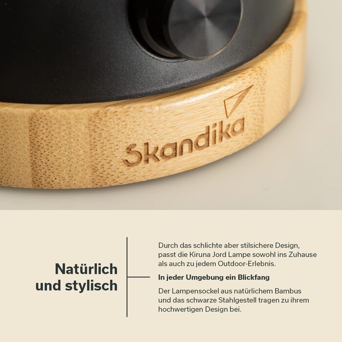LED-лампа Skandika Kiruna Jord | Ретро кемпінгова лампа з Powerbank, регульована яскравість, бездротова, USB, тепле та холодне біле світло, сталеве підстав'я, 200 годин роботи | Настільна та підвісна лампа