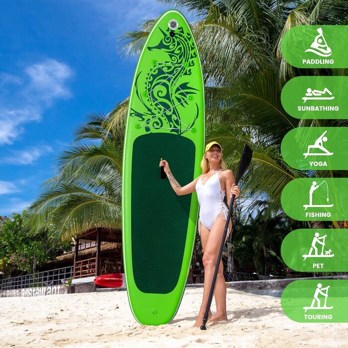 Надувна SUP-дошка FEATH-R-LITE для дорослих, зелена, комплект аксесуарів