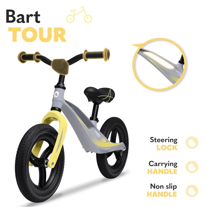 Беговел Lionelo Bart Tour (зелений) – легкий, магнієвий, 12
