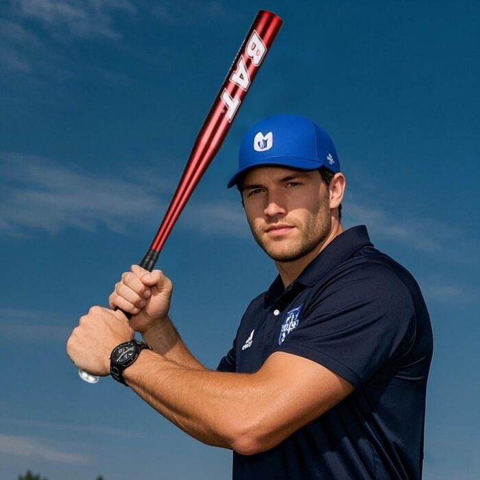 Бейсбольна бита 82 см (32 дюйми), алюмінієва з неслизькою ручкою, для самозахисту та бейсболу (червона)