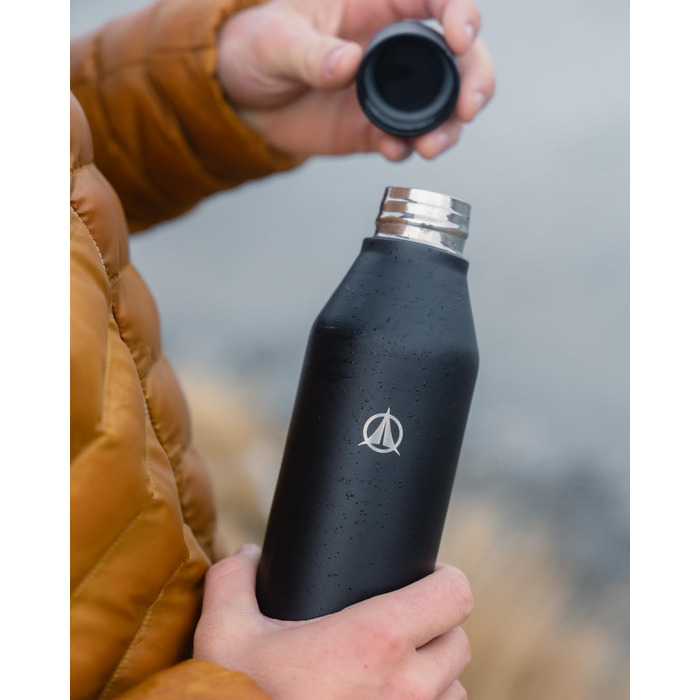 Термобутилка Terra Peak Premium 500 мл з нержавіючої сталі, подвійні стінки, герметична, для газованої води, ізольована, зберігає 24 год холод і 12 год тепло, спортивна пляшка для води, фітнесу та туризму