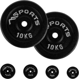 MSPORTS Пара гантельних дисків 10 кг, чавун, професійні, чорні