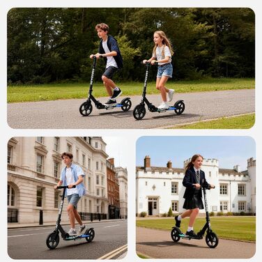 Самокат FREEDARE Cityroller для дітей та дорослих, складаний, колеса 200 мм, до 100 кг, регульована висота, чорний