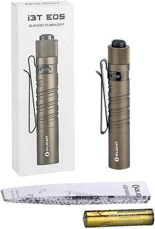 Ліхтарик Olight I3T EOS 180 люмен, міні, водонепроникний IPX8, 16 годин, пісочний колір - для кемпінгу, туризму
