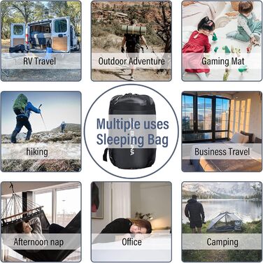 Спальний мішок BISINNA XXL для великих дорослих, 3-4 сезони, зимовий, теплий, для кемпінгу, сірий, 1.5 кг, блискавка справа