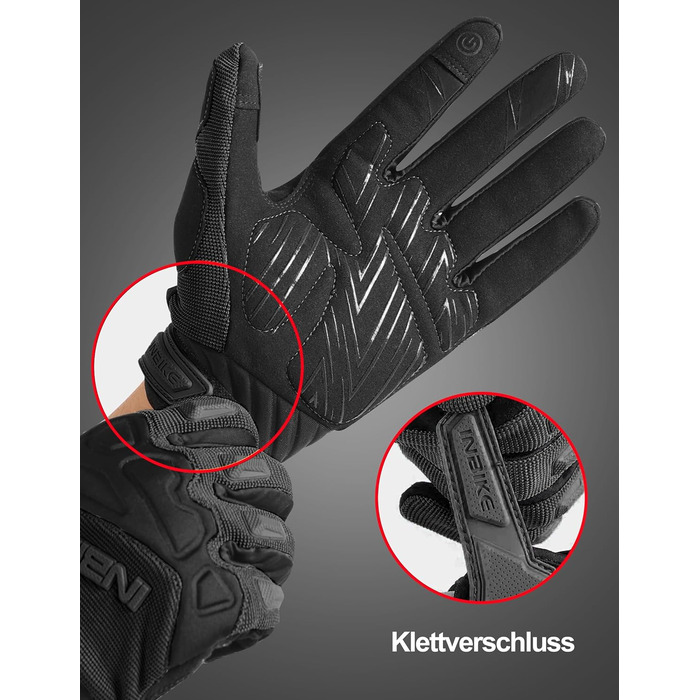 Рукавички INBIKE для MTB, Motocross: повний захист, TPR накладки на пальці, SCR-Pad, чорний, розмір M