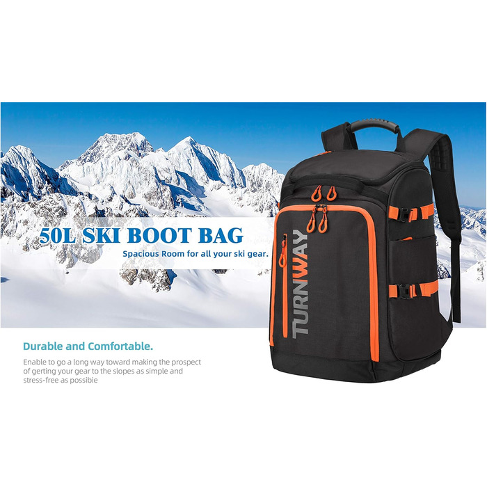 Чохол для лижних/сноубордистських черевиків та скейтборду TurnWay, чорний/помаранчевий, універсальний розмір