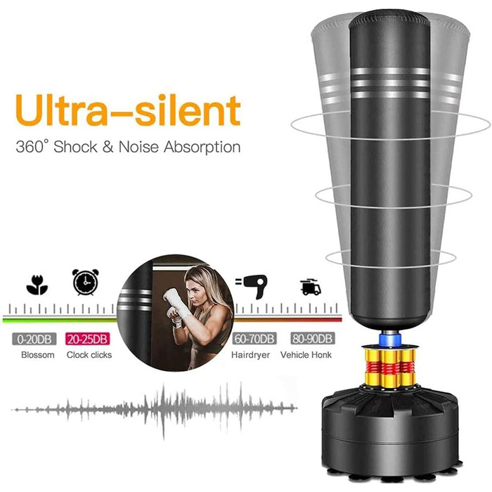 Стенд для боксерського мішка YOLEO, 175 см, чорний. Міцний боксерський тренажер для дорослих